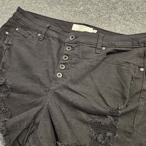 Torrid Womens‎ Plus Size Cutoff Shorts Buttonfly Size 16 Black Distressed